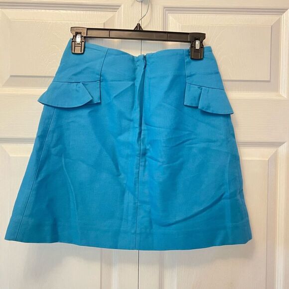 Sandro Size Small / 1 Oro Ruffled A-line Mini Skirt In Solid Blue - Picture 5 of 10
